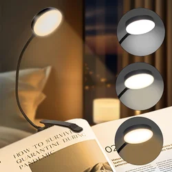 USB Rechargeable 3 - Color LED Book Light - Portable, Flexible, and Easy Clip Night Reading Lamp (Circular Black)