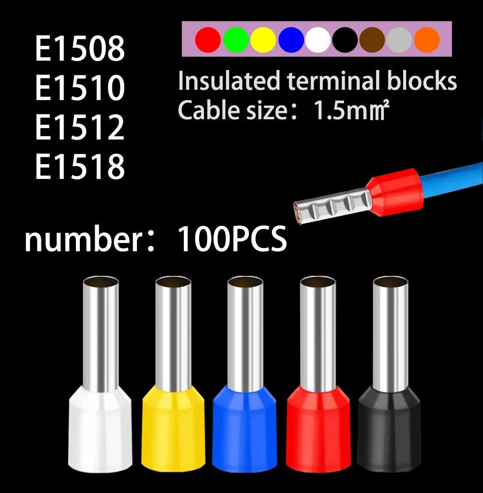 1000 Embouts De Câble Isolés Rouge - AWG 16 (1,5mm²) - Pour Fils Multibrins - Cuivre étamé - Lot Grande Quantité