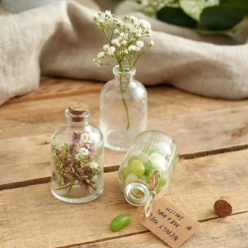 12/24Sets Mini Glass Bottles Wedding Decorations Favours Glass Bottles With Cork Lids Kitchen Decorations Wedding Gift Kitchen