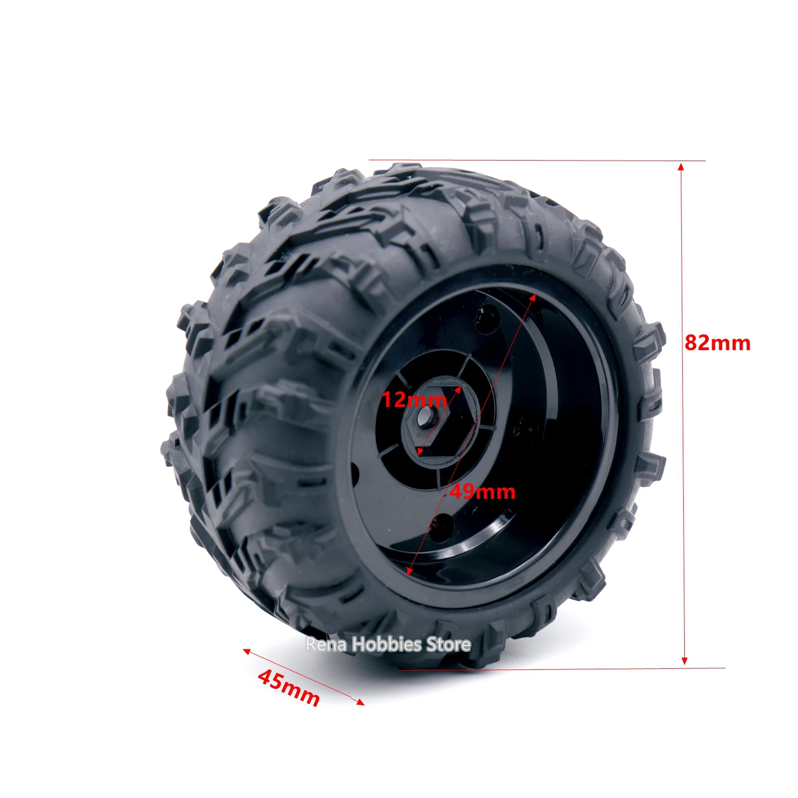 4PCS High-Performance 12mm Hex Monster Truck Wheel Tires for 1:16 Off-Road RC Car Enhancement