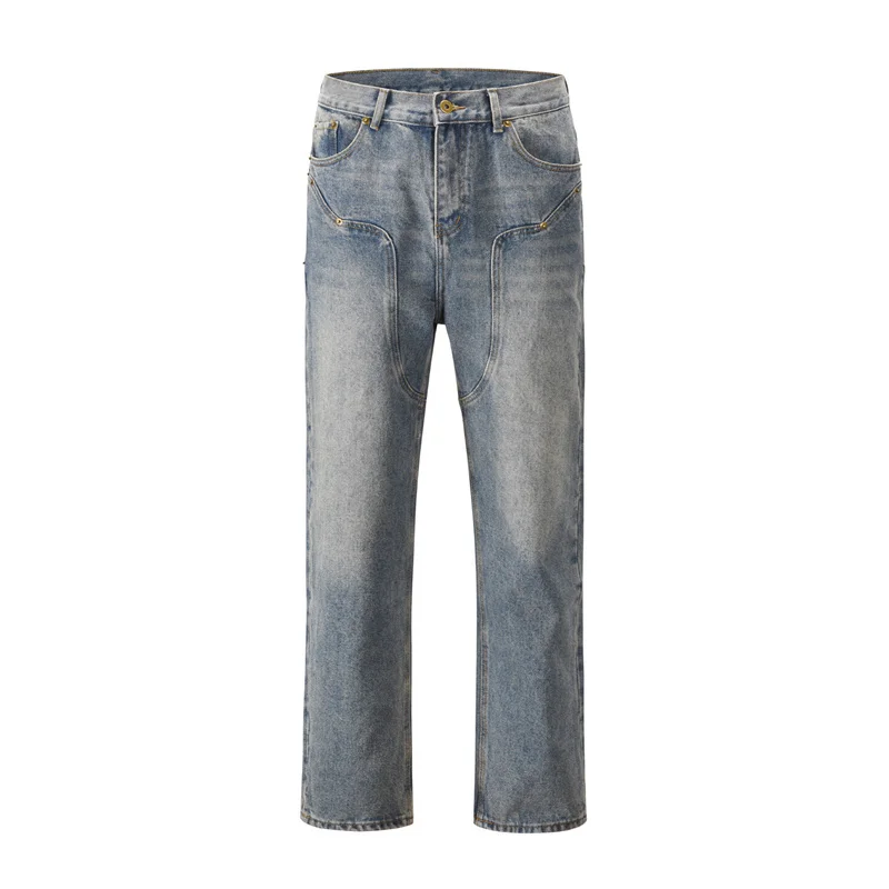 

2023ss High Street Washed Jeans Men Women Casual Style Cutting Wood Slightly Flared Jeans Male Solid Color Jeans