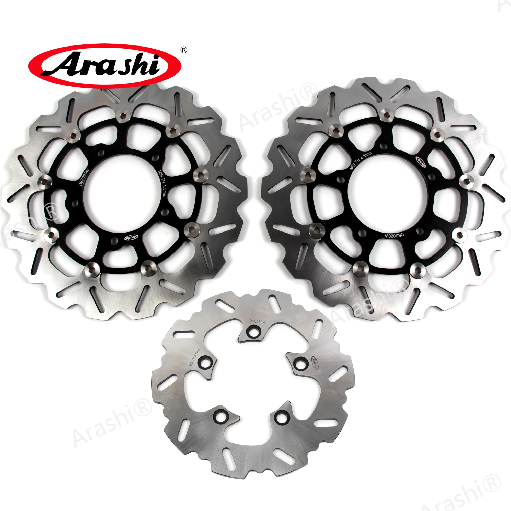 Floating Brake Disc Rotors Set - Black, Front & Rear For Suzuki GSXR 600/750 2006-07 & GSXR 1000 2005-08