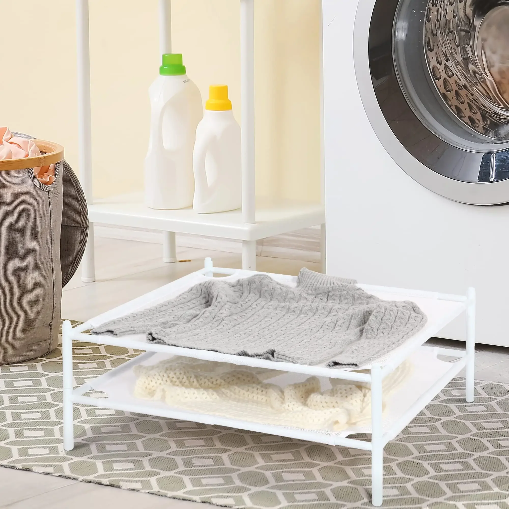 White Mesh Clothes Laundry Drying Rack Sweater Drying Rack For Indoor or Outdoor Delicates Portable Dry Rack Lay Flat Dryer 2