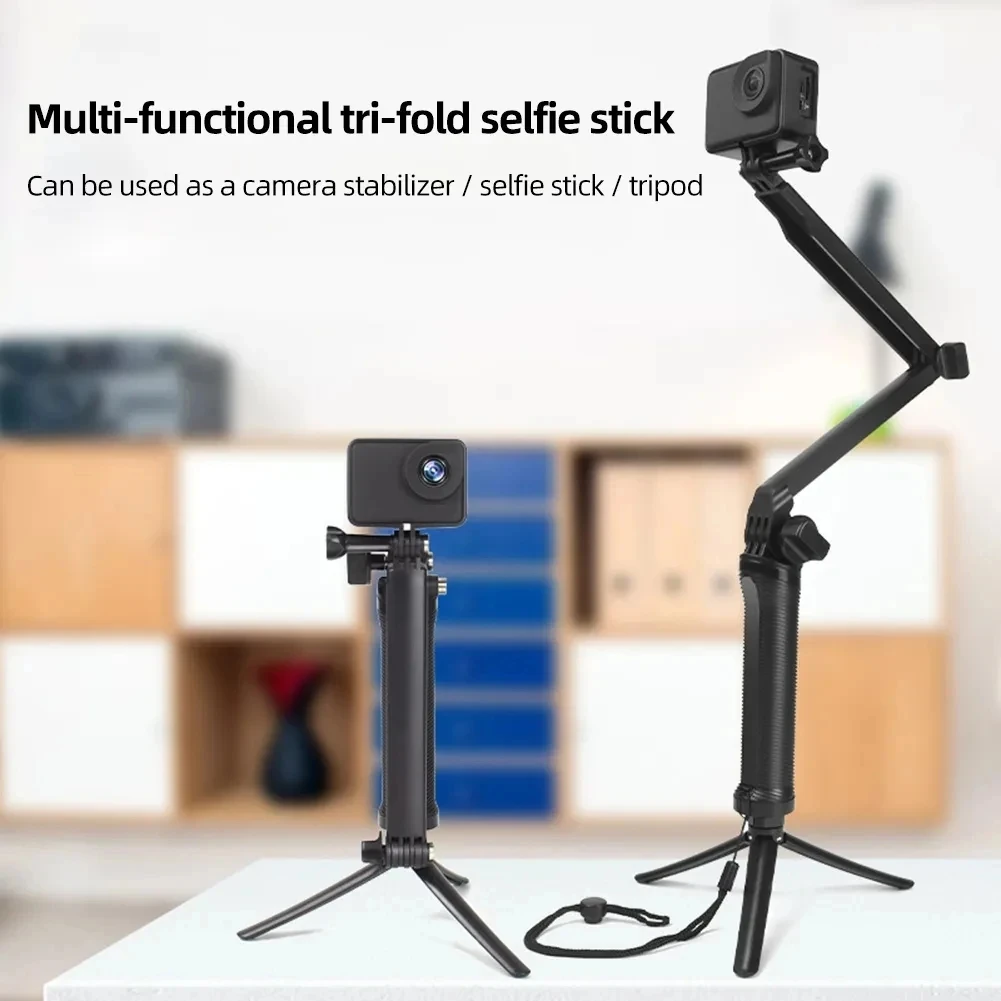 Insta360 Ace Pro GoPro 12 11 DJI Action 4 3 액션 카메라 액세서리용 3방향 그립을 접을 수 있는 핸드헬드 셀카봉 미니 삼각대