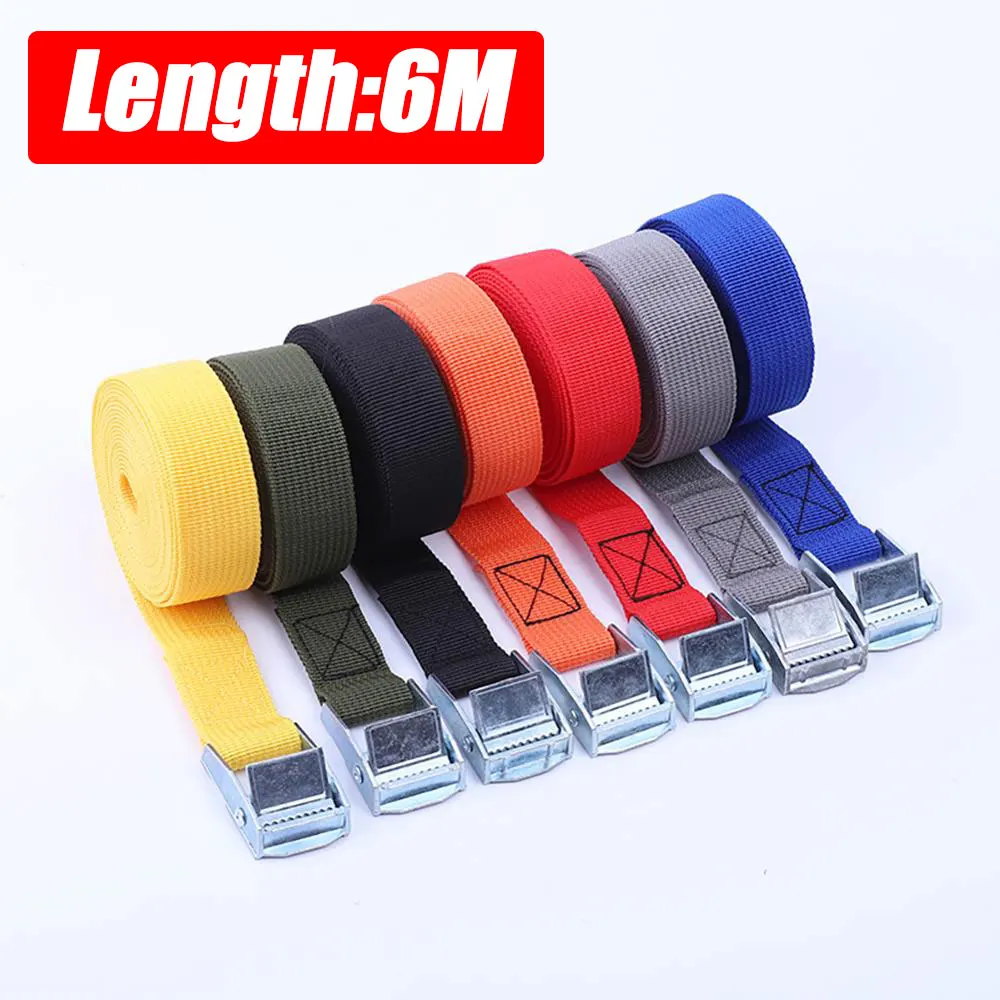 

New 6M Car Tension Rope Tie Down Strap Strong Ratchet Belt Luggage Bag Cargo Lashing With Metal Buckle Tow Rope Tensioner