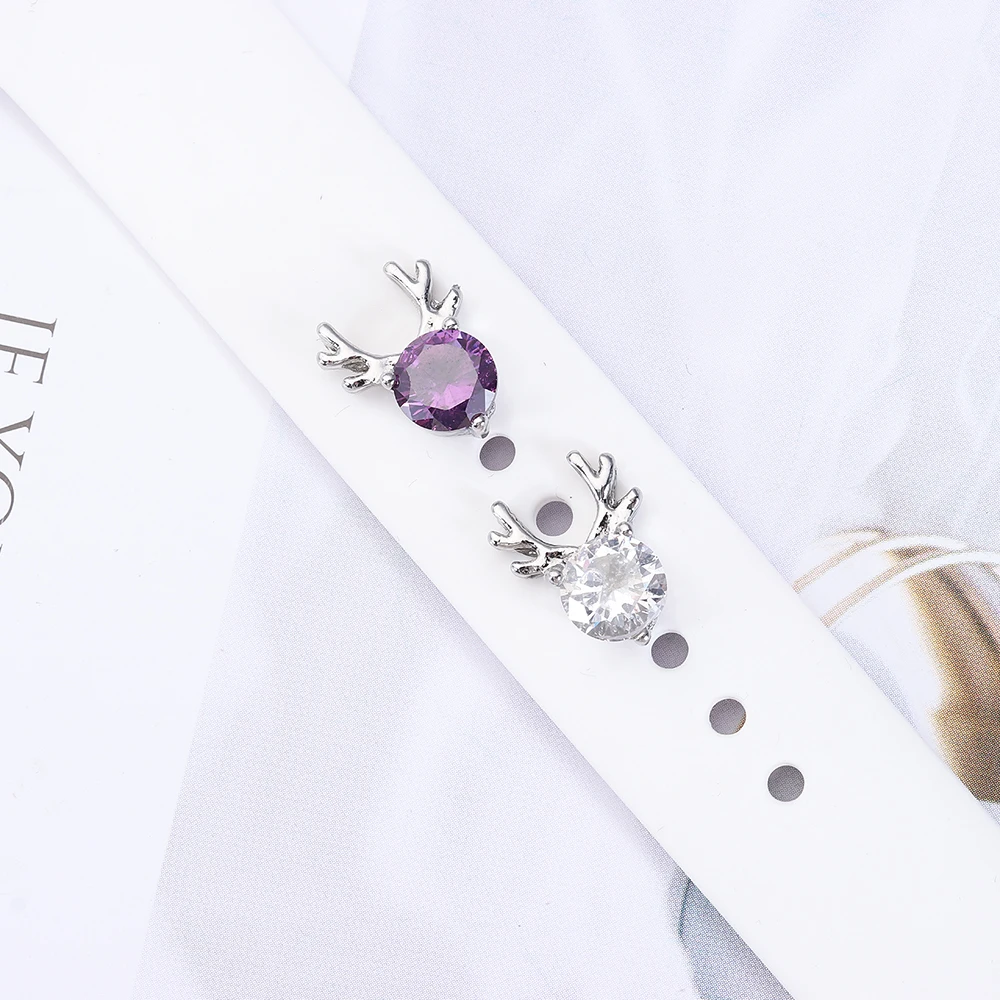 Per Apple Watch Band Charms In Metallo Chiodo Decorativo Bianco Viola Alce Ornamento Smart Watch Accessori Cinturino Per Bracciale Iwatch