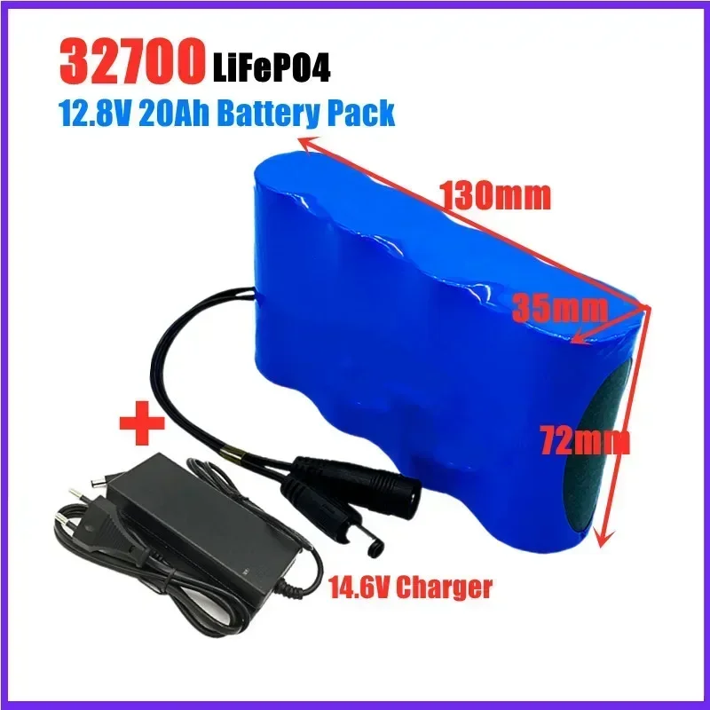 

Aleaivy 32700 LiFePO4 12V 20Ah rechargeable battery pack with built-in 40A balanced BMS 12.8V power supply + 14.6V charger