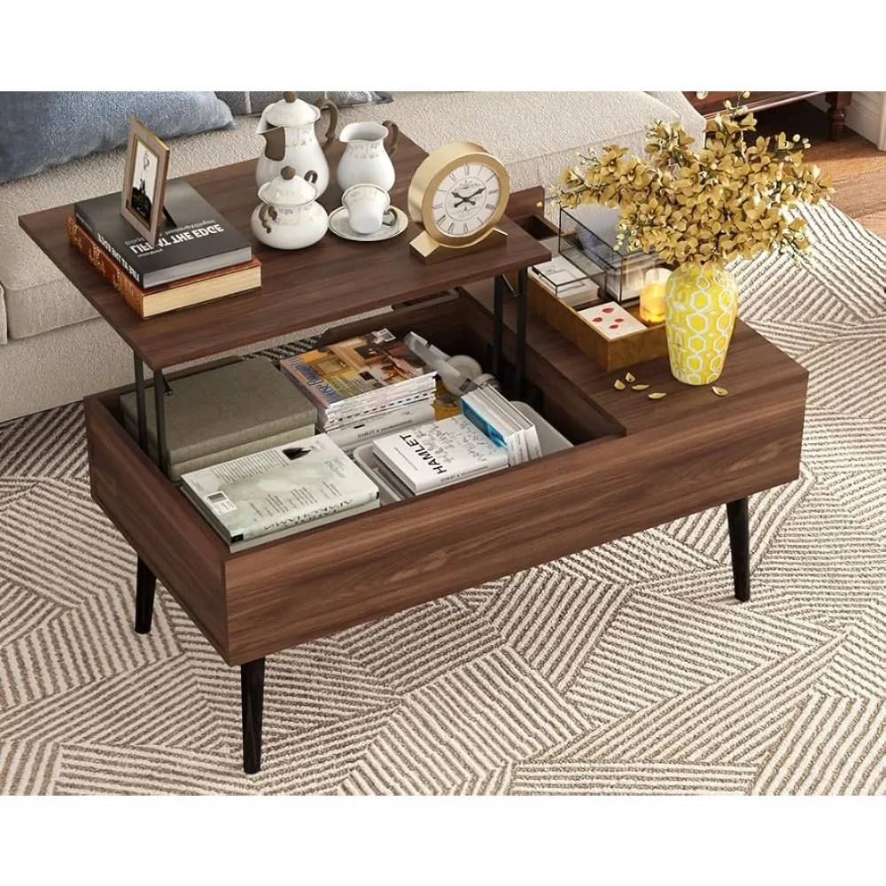 

Lift Top Coffee Table Mesa Lateral Mid Century Coffee Table With Drawer & Hidden Compartment Office Living Room Tables Furniture