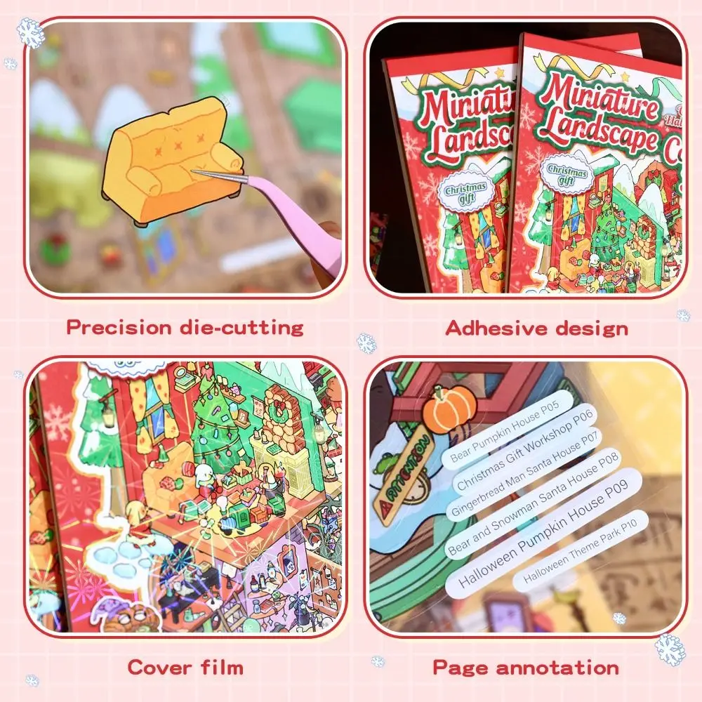 PET Miniature Landscapes Stickers Collection Christmas Series Visual Stacking 3D Landscape Sticker 10-in-1 DIY Game Stickers