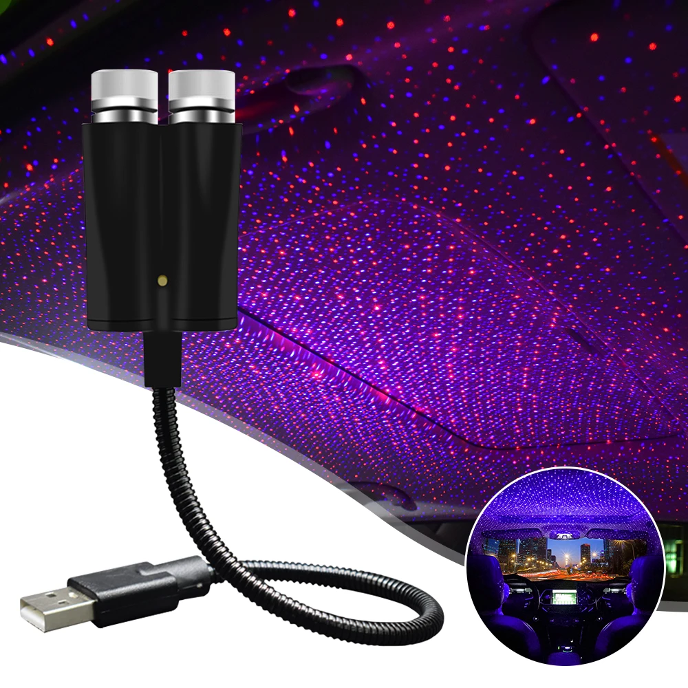 

Car Roof Star Lights Interior USB Mini LED Starry Sky Projector Auto Lamp Decoration Night Galaxy Laser Home Atmosphere Lantern