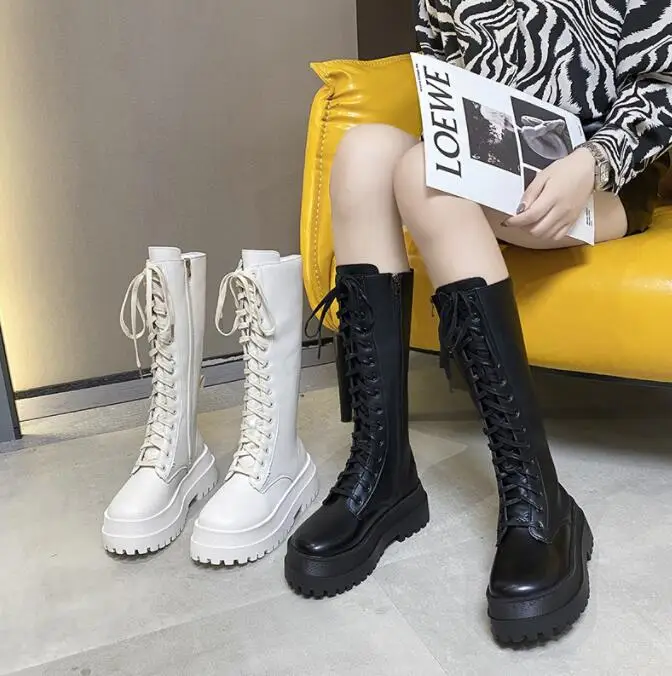 Sexy Classic Black Patent Leather Ankle Boots Round Toe Patent Leather Beige Ladies Fashion Winter Long Women's Boots Large size