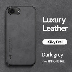 Luxury Leather Soft Silicone Magnetic Phone Case - Shockproof Car Back Cover for iPhone 16e (FG-Dark Gray)
