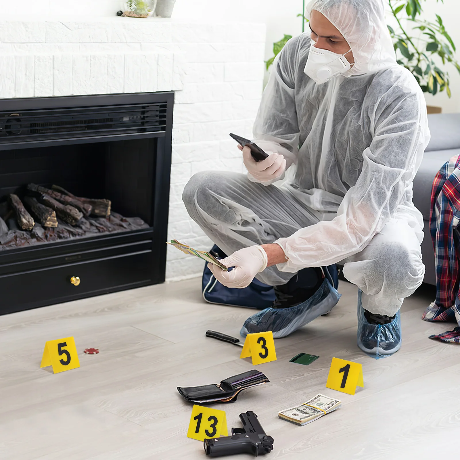 Number Plate Restaurant Table Sign 15 Pcs Game Accessory Multi-function Marker Crime Scene Markers Evidence place card holders,floral card holders