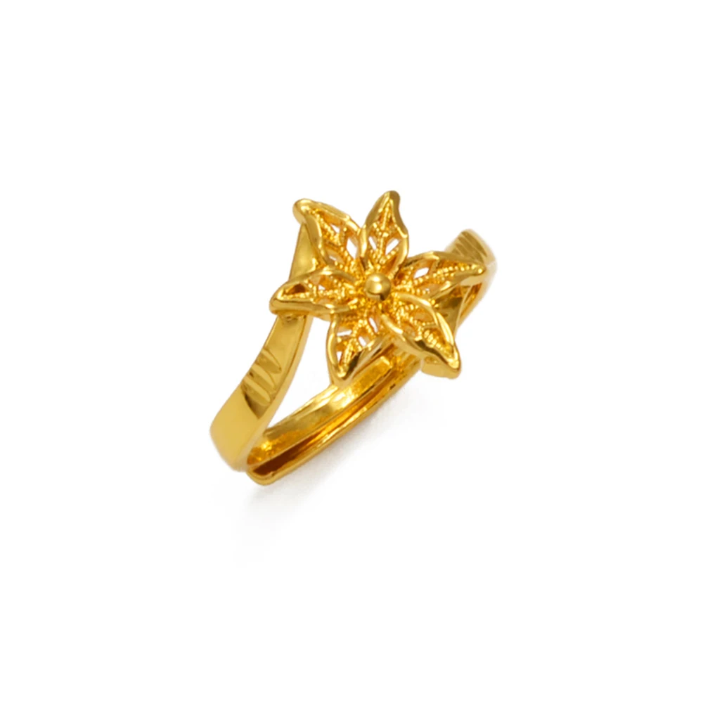 Anniyo 1.5CM Small Flowers Rings for Women Girls Gold Plated African Jewelry Mayotte #345206 2
