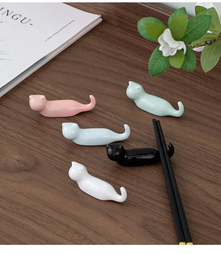 Description Picture 3 of item1pc Ceramic Chopsticks Pillow Chopstick Rest Home Decoration Cat Chopsticks Forks Holder Chopsticks Holder Spoon Holder