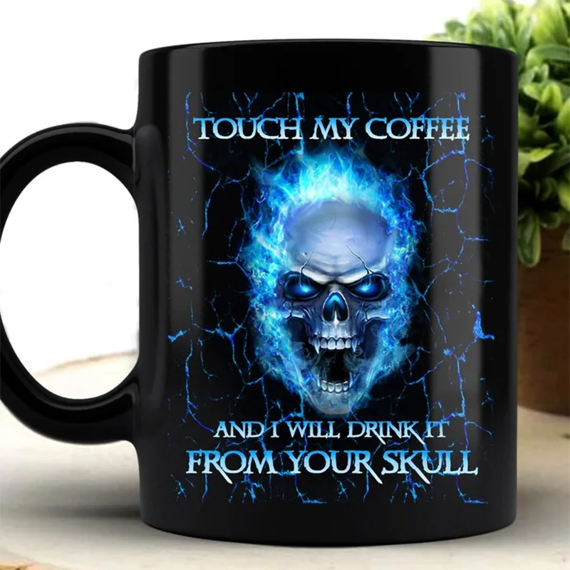 

New Kitchen Accessories Ceramic Skull Mug For Halloween Gift Horror Skull Print Mug Funny Coffee Tea Cup 300ml Cocina