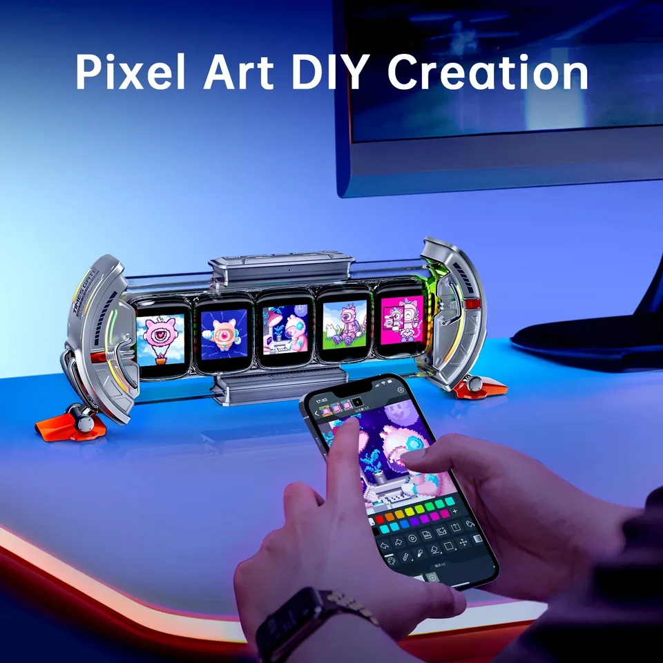 Divoom Times Gate Pixel Art Gaming Setup Clock with Smart App