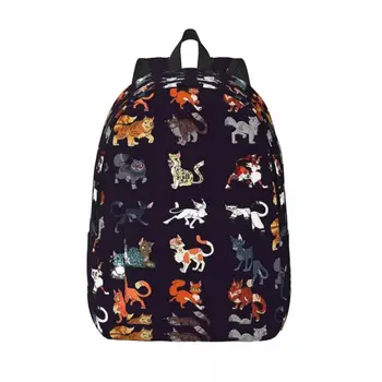 Warrior Cute Cats Lovers Backpack Boy Girl Kids Student School Bookbag Cool Canvas Daypack Preschool Kindergarten Bag Outdoor 1