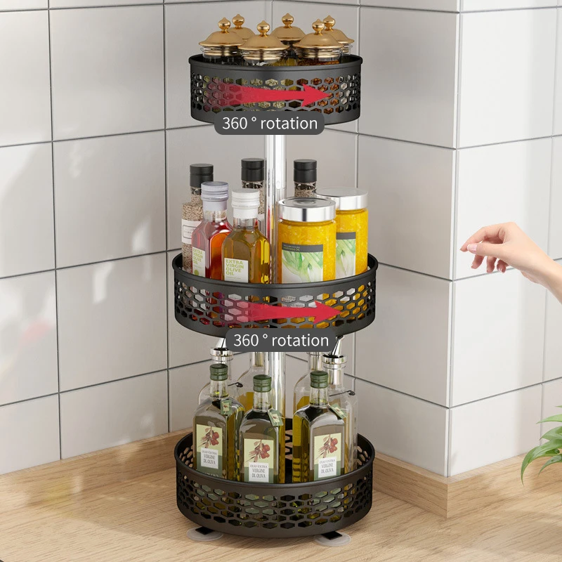 

Kitchen Vegetable Rack Round Standingpe Multi-layer Rotatable Vegetable Storage Rack Multifunctional Fruit Storage Rack