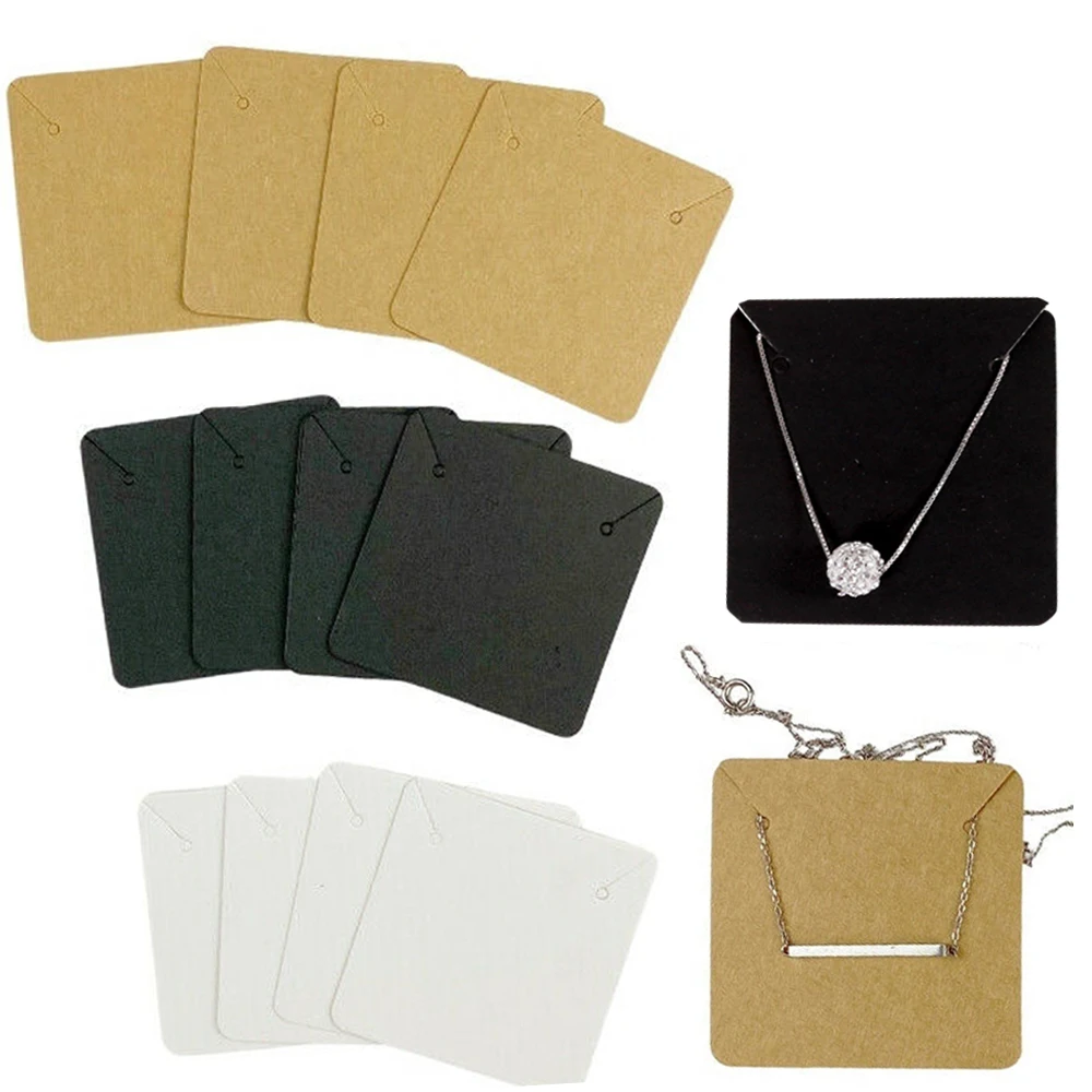 

50pcs 5x5cm Necklace Display Cards Earrrings Cards Display Cardboards Kraft Paper Tags for DIY Jewelry Businesses Package Cards