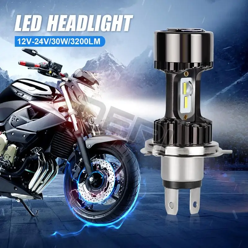 12V/24V Motorcycle H4 LED Headlight Bulb 30W 3200LM 6000K EMC LED