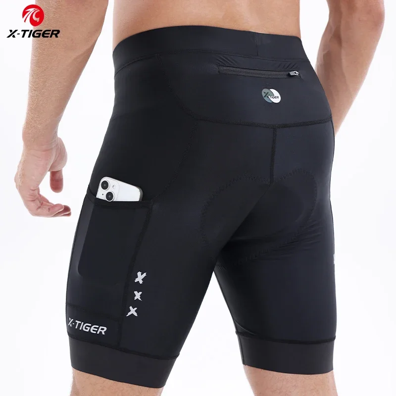 Cycling Knee Shorts 5D Padded Back Pocket Anti-Slip Breathable Biking Riding Half Pants Tights Road Mtb Bike Shorts for Men