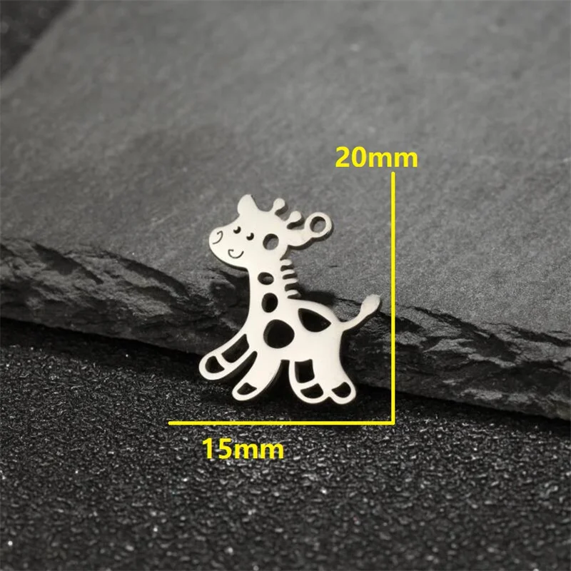 5 teile/los vergoldet Edelstahl Giraffe Charms für Frauen Freund Mädchen Geburtstag DIY Schmuck machen Accessoires Charme Anhänger – Detail 1