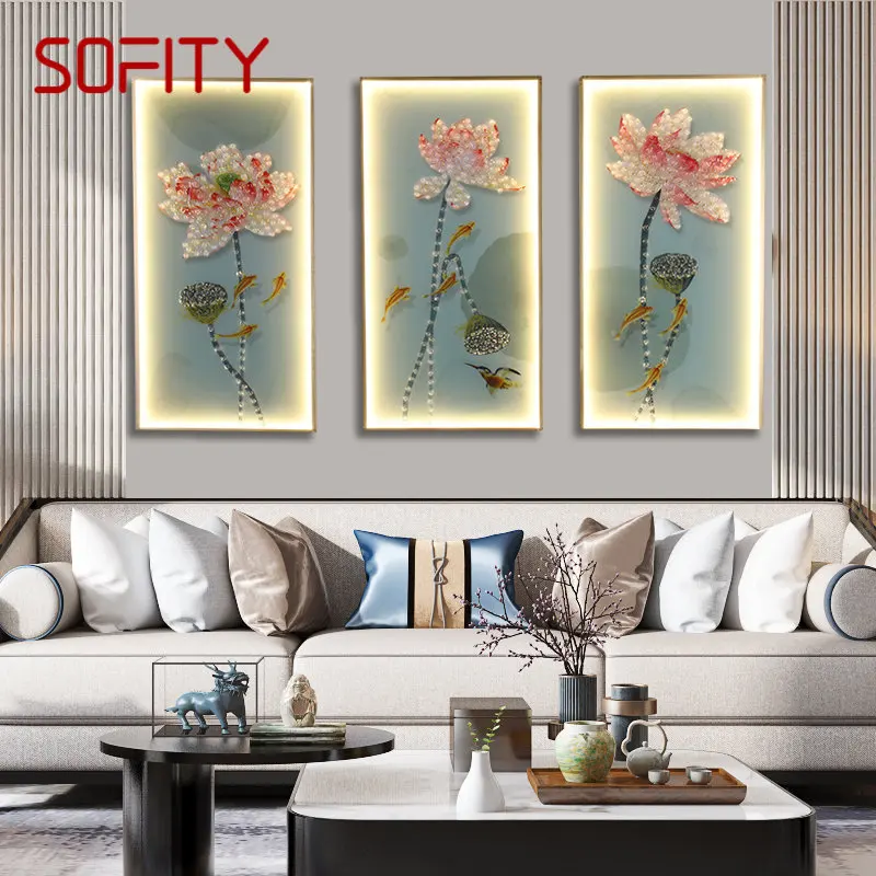 

TYLA Wall Sconces Light Three Pieces Suit Lamps Lotus Figure LED Contemporary Creative For Home