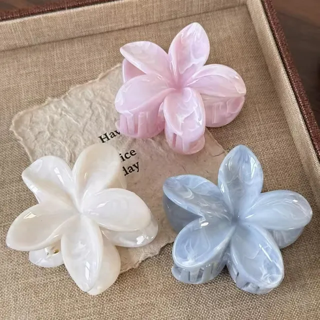 Korean Hawaiian Gradient Flower Hair Claw Clip For Women Girl Fashion Plastic Non Slip Hold Hairpin Barrette Hair Accessories 2