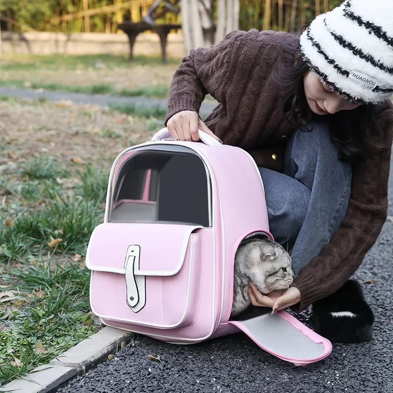 New Portable PU Pet Bag Fashion All-in-one Cat Small Dog Bag Cats Backpack Cat Carrier
