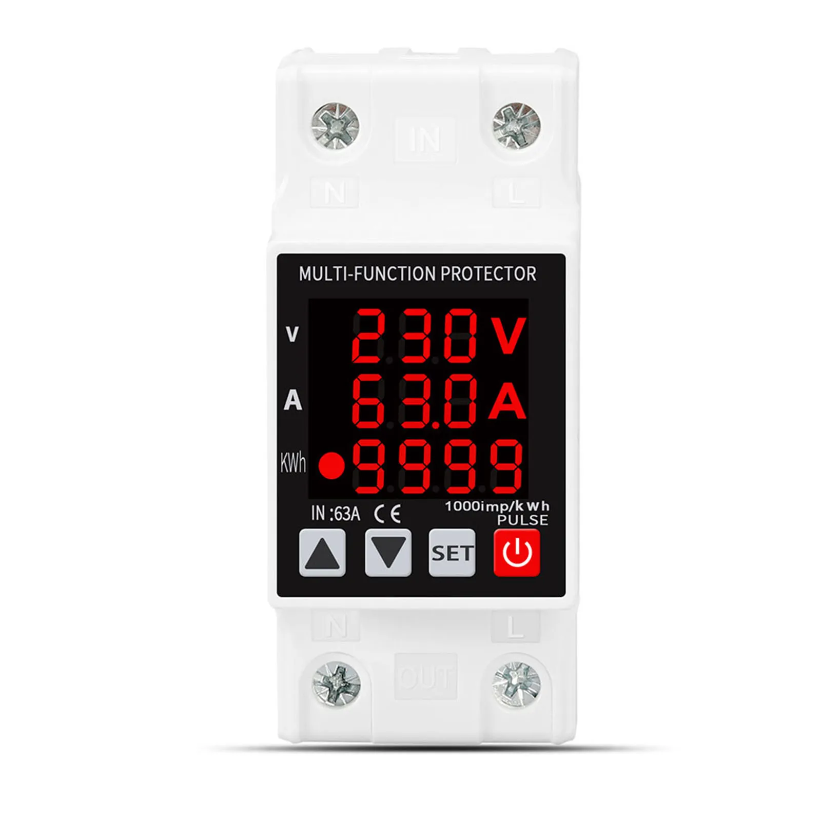 

Adjustable Overvoltage and Overcurrent Protector Relay 63A 230V Easy DIY Installation Electric Energy Meter