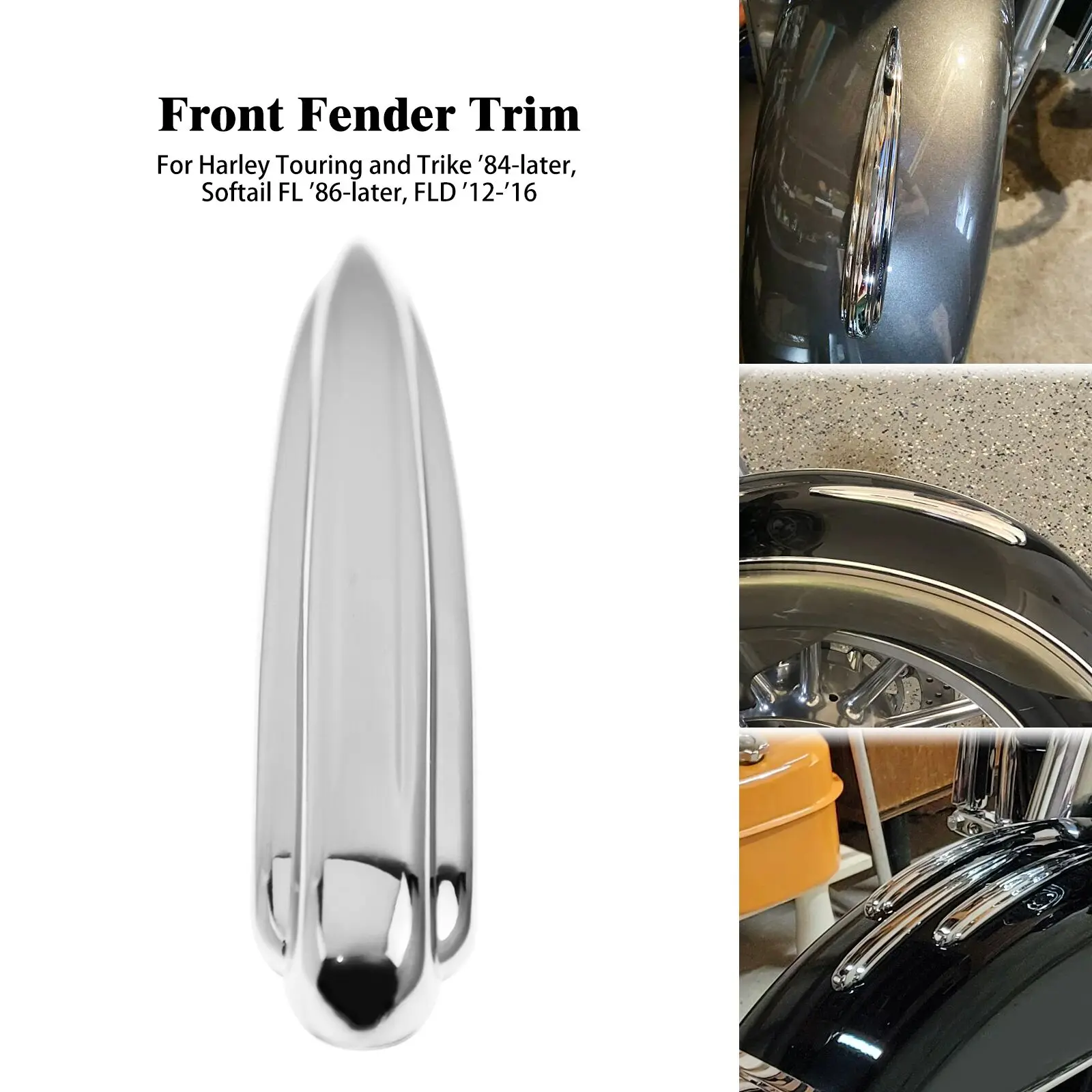 Motorcycle Chrome Front Fender Trim ABS Plastic For Harley Touring Trike 1984-2023 Softail FL Slim Heritage 1986-2023 FLD 12-16