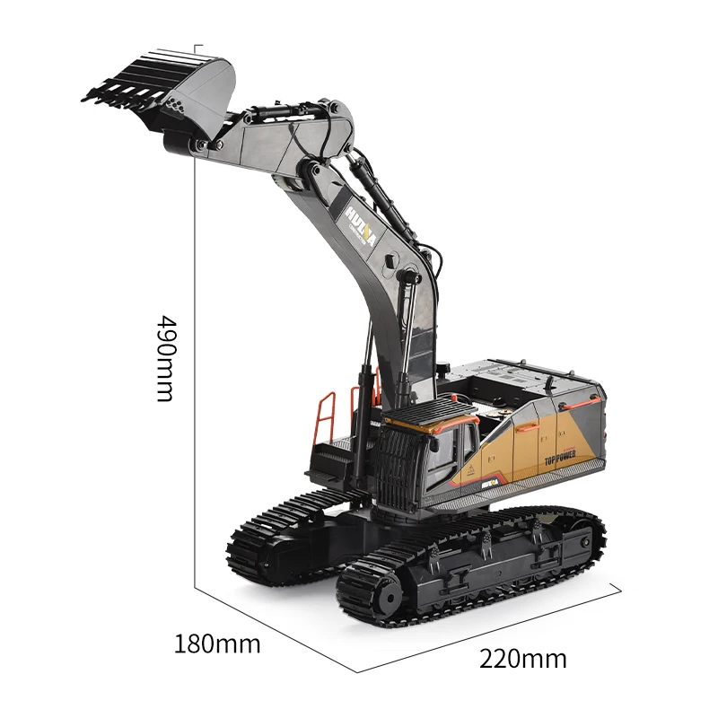HUINA 1592 RC 굴삭기 1:14 스케일 22채널 2.4G 반합금 원격 제어 엔지니어링 크롤러 트랙터 어린이 선물