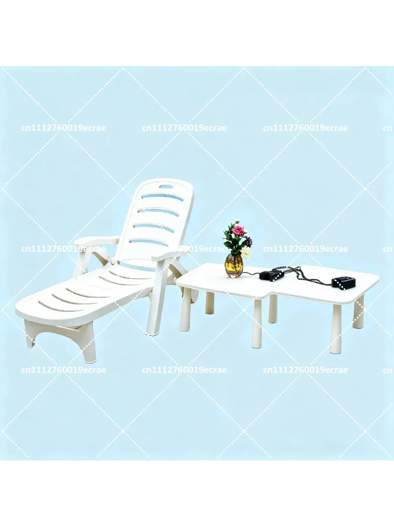Sedia a Sdraio Pieghevole da Spiaggia con Schienale Regolabile, Reclinabile Portatile per Relax a Bordo Piscina, Giardino e Esterni - immagine 4
