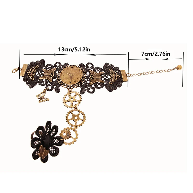 Guanti senza dita in pizzo steampunk, guanti gotici da donna con