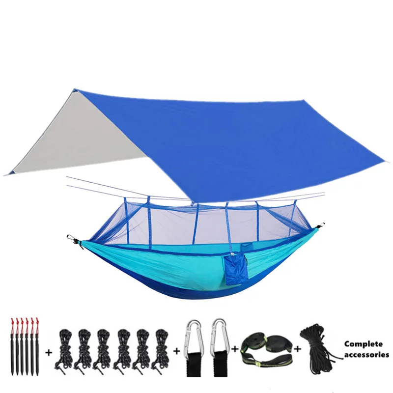 Hammock Camping with Bug Net/Netting and Rain Fly Tarp,Portable Nylon Parachute Hammocks for Outdoor Indoor Survival & Travel 