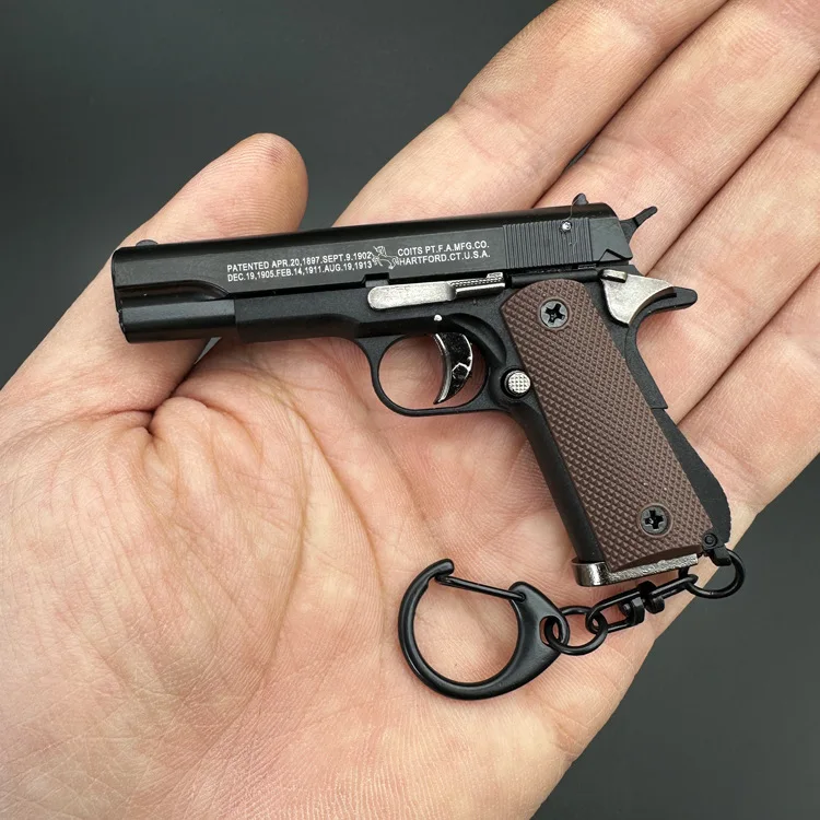 1/3 1911 Pistol Shape Keychain Shell Eject Gun Model Key Chain Bag Fidget Gadgets Pendant Ornament for Gift for Men Friends 5