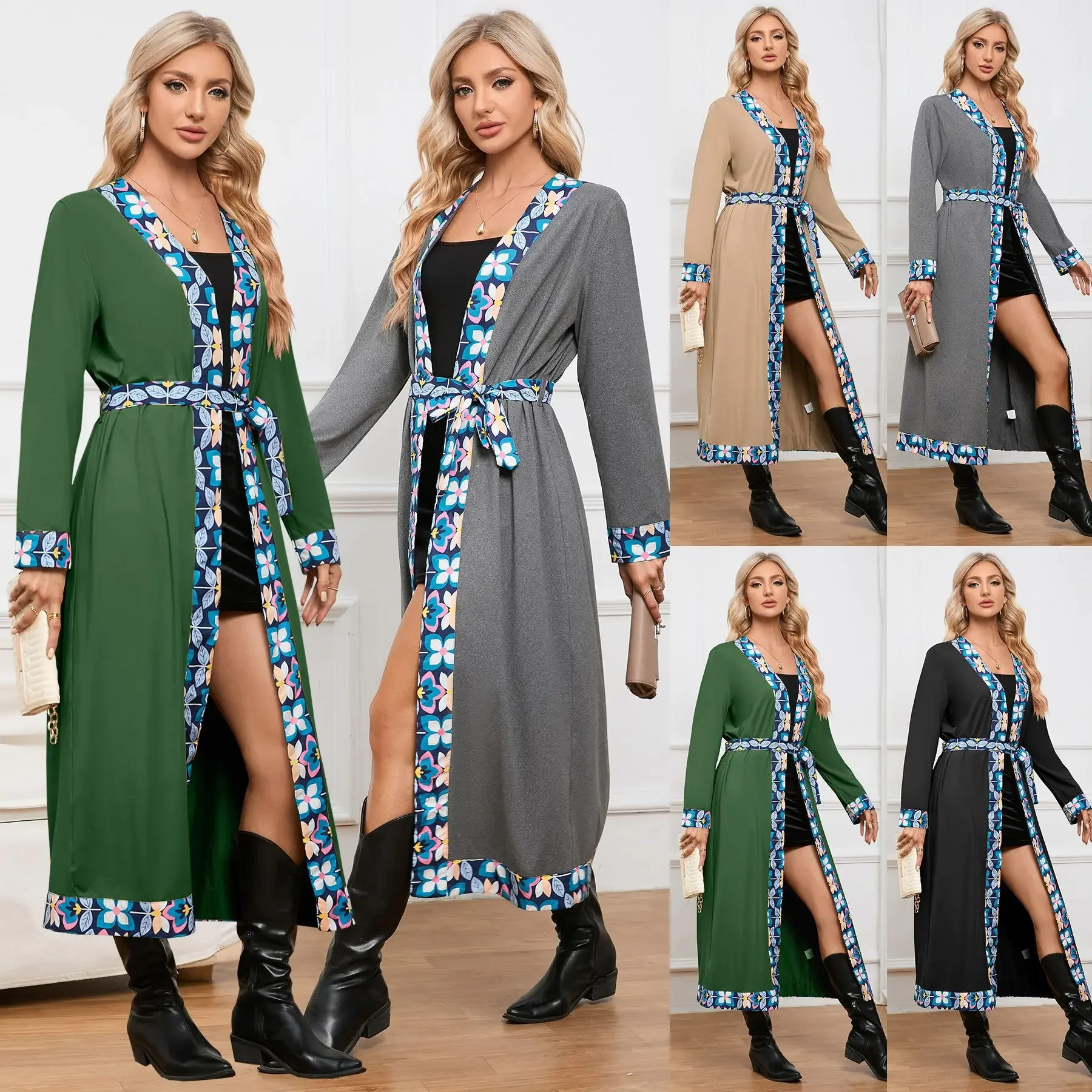 

Women Zipper Robe Long Sleeve Loungewear Lightweight Housecoat Full Length Nightgown with Pockets