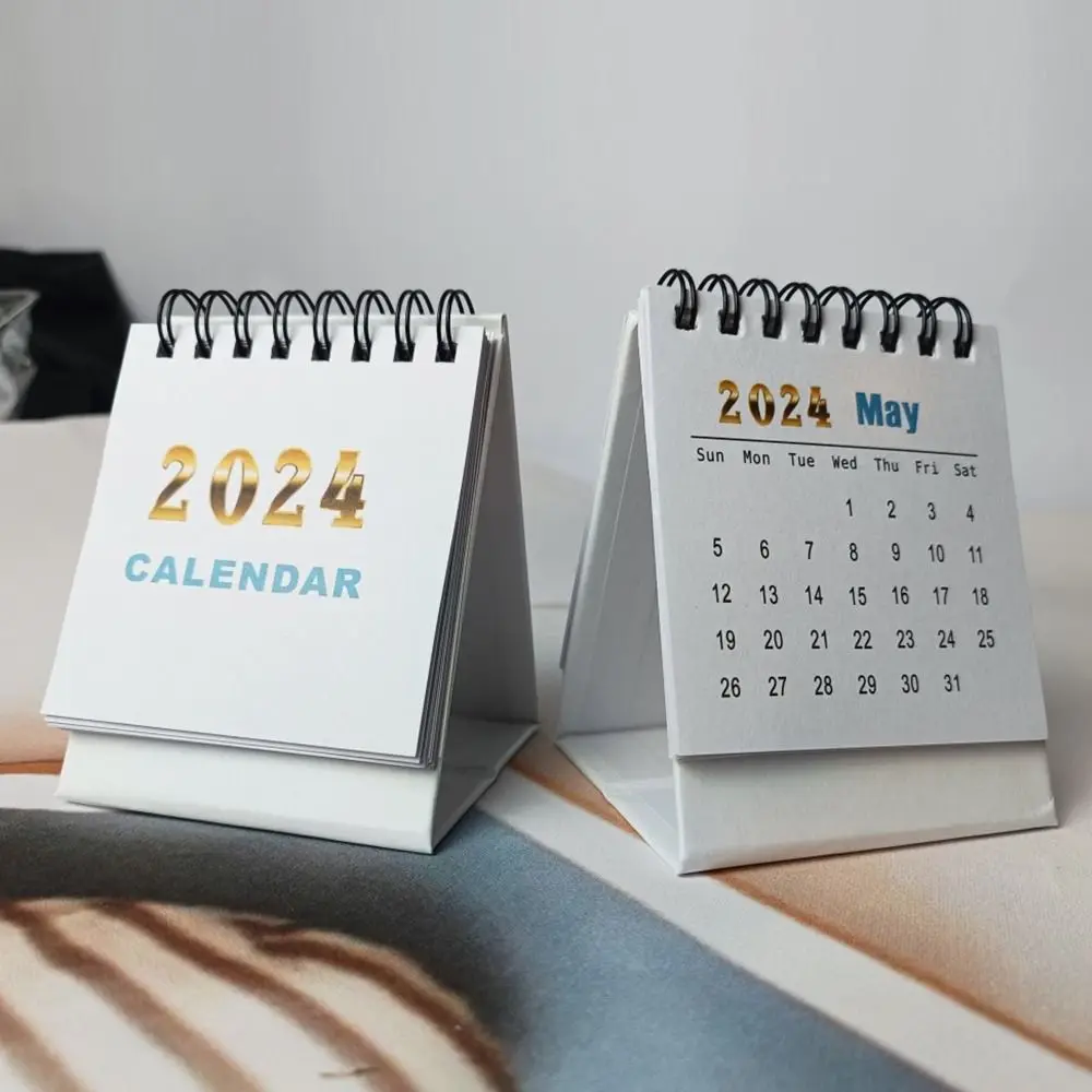 휴대용 플립 달력, 가정 사무실 학교 용품, 간단한 2024 2025 달력, 18 개월 책상 달력
