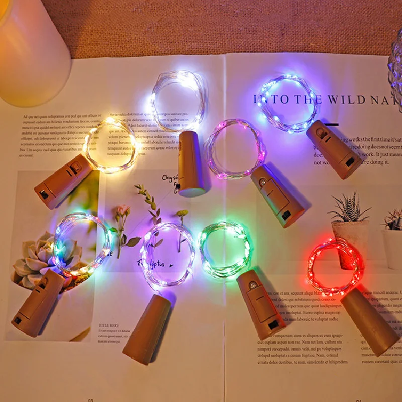 

30PCS wine bottle stopper copper wire light led light string button cork light indoor Christmas decoration star color light