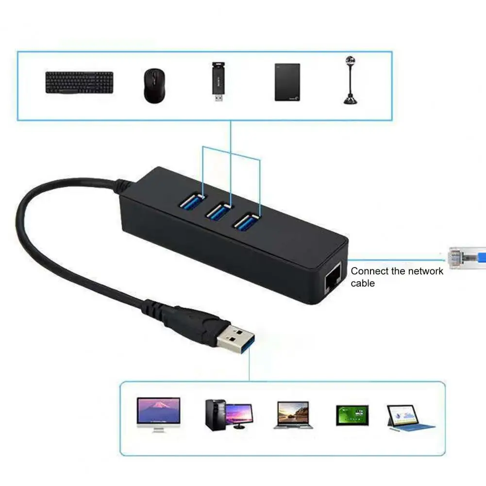 

Gigabit Ethernet Converter Multi-ports ABS USB3.0 to RJ45 Laptop LAN Network Hub Adapter Lightweight Ethernet LAN Connector