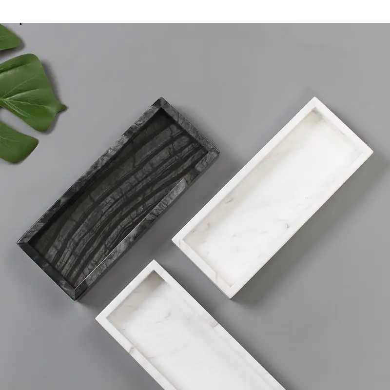 

1pc Nordic Natural Marble Rectangle Tray Restroom Wash Set Storage Holder Toothbrush Holder Mouth Cup Trays Bathroom Accessories