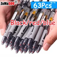 1-63Pc Retractable Gel Pens Set Black/red/blue Ink Ballpoint for Writing 0.5mm Refills Office Accessory School Supply Stationery