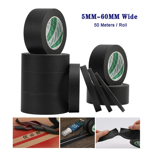 50M 5-60mm Black Masking Tape Indoor Outdoor DIY Painter Decorating Spray  Paint Writable Easy Tear Clean Peel No Glue Residue - AliExpress