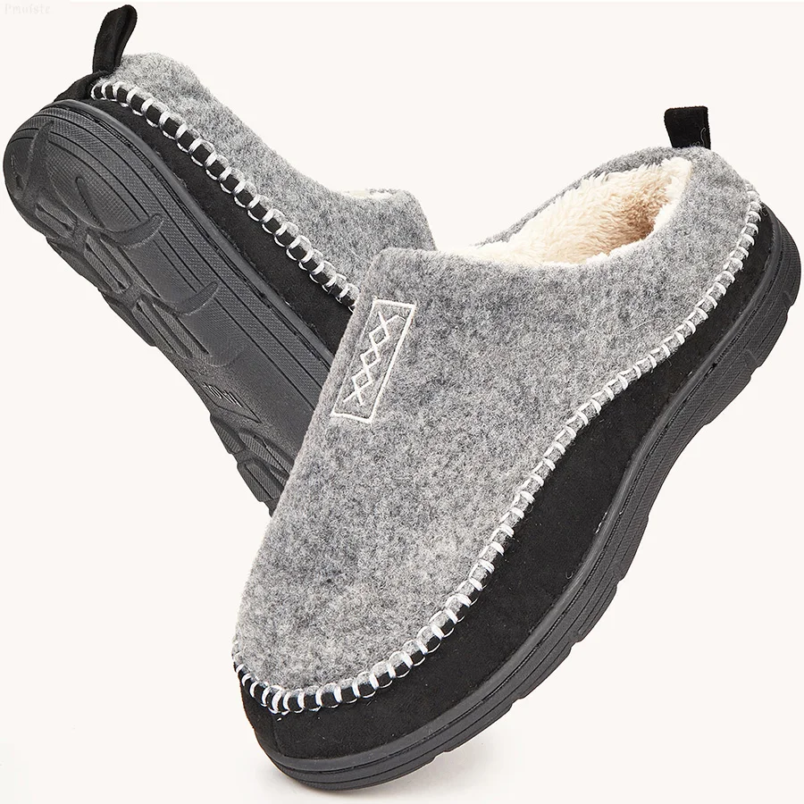 Men's House Slippers Sewing Thread Contrasting Color Fuzzy Memory Foam Indoor Winter Casual Slippers linen slippers fur slippers eva slippers non slip slippers sneaker slippers fashion slippers soft slippers plush slippers velvet slippers soft non slip slippers beach slippers cork slippers natural slippers