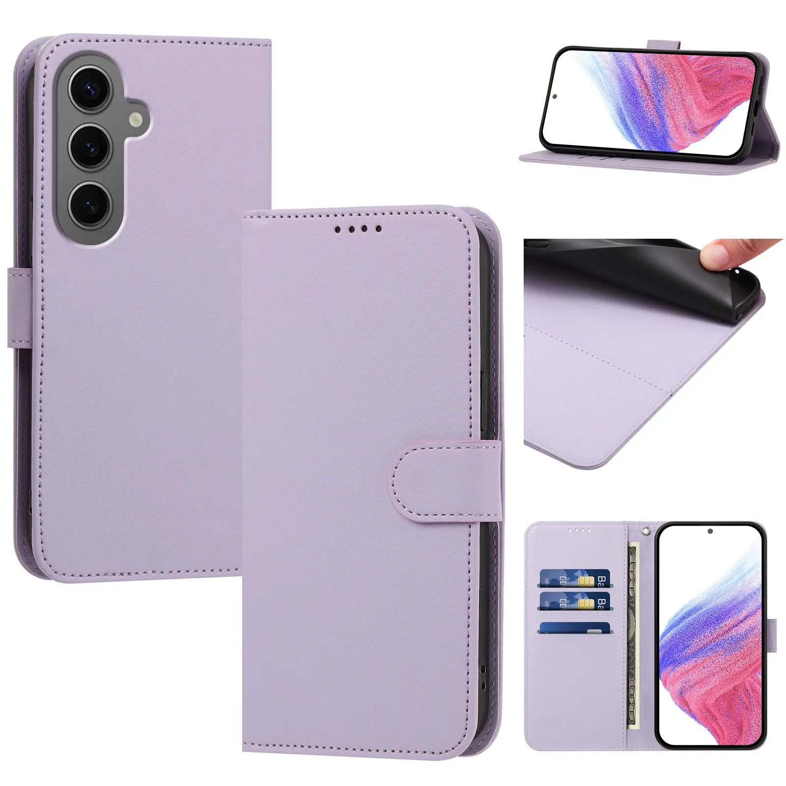 Luxury Leather Wallet Phone Case with Shockproof Bumper and Card Slots