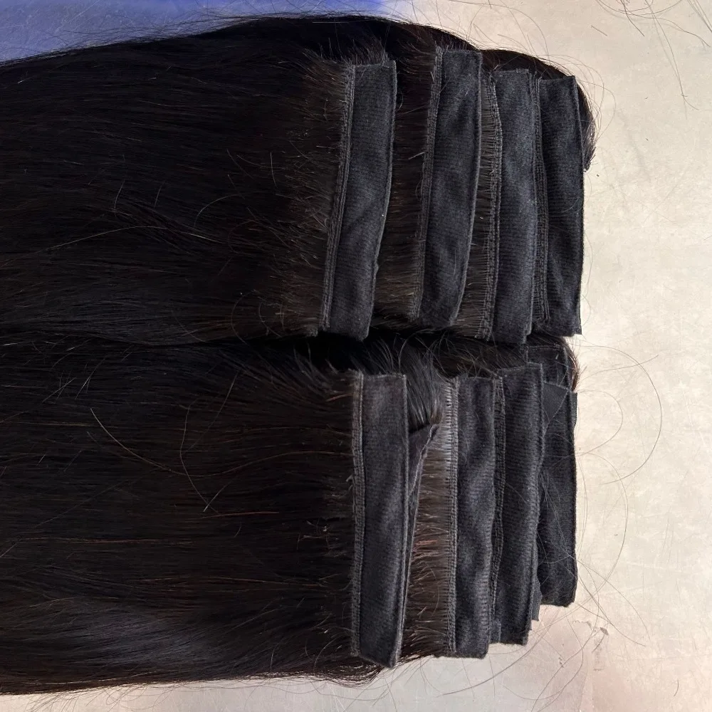 12-26 인치 스트레이트 인간의 머리카락 랩 포니 테일 자연 색상 브라질 버진 헤어 클립 여성용 포니 테일 확장