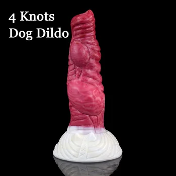 NNSX NEW Dog 4 Knots Dildo with Suction Cup Sexy Toys for Women Animal Spiral Pattern Flexible Silicone Maturbator Sex Shop 3
