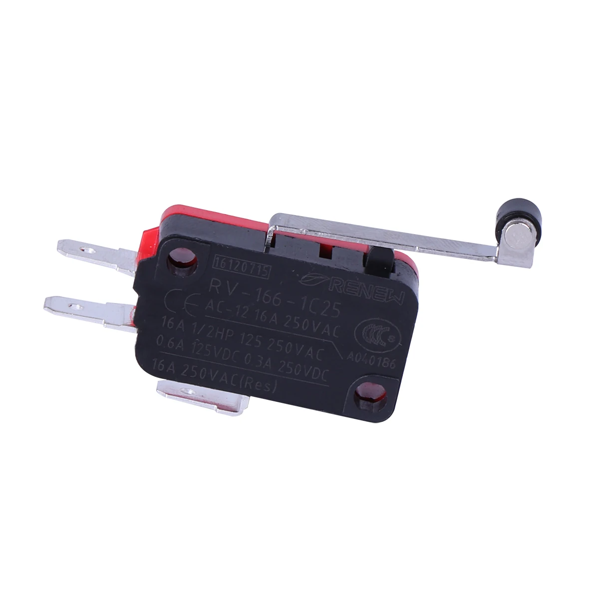 The front of Micro-Switch-Push-Button-Limit-Switch-Hinge-Roller-Lever-Type