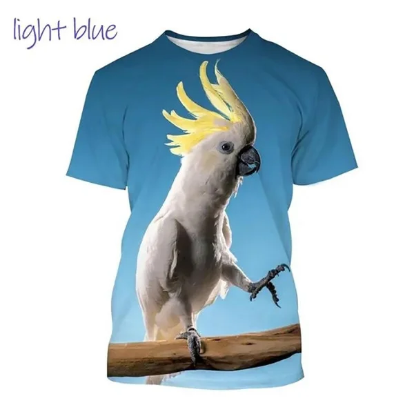 

2023 Summer New Fashion Animal Parrot 3D Printing T-shirt Novelty Personality Funny Bird Casual Hip-hop Short-sleeved Tops